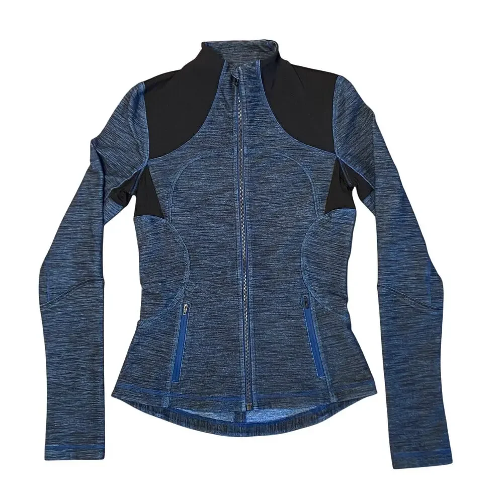 Lululemon Forme Jacket Blue Slub Denim Black Colorway
